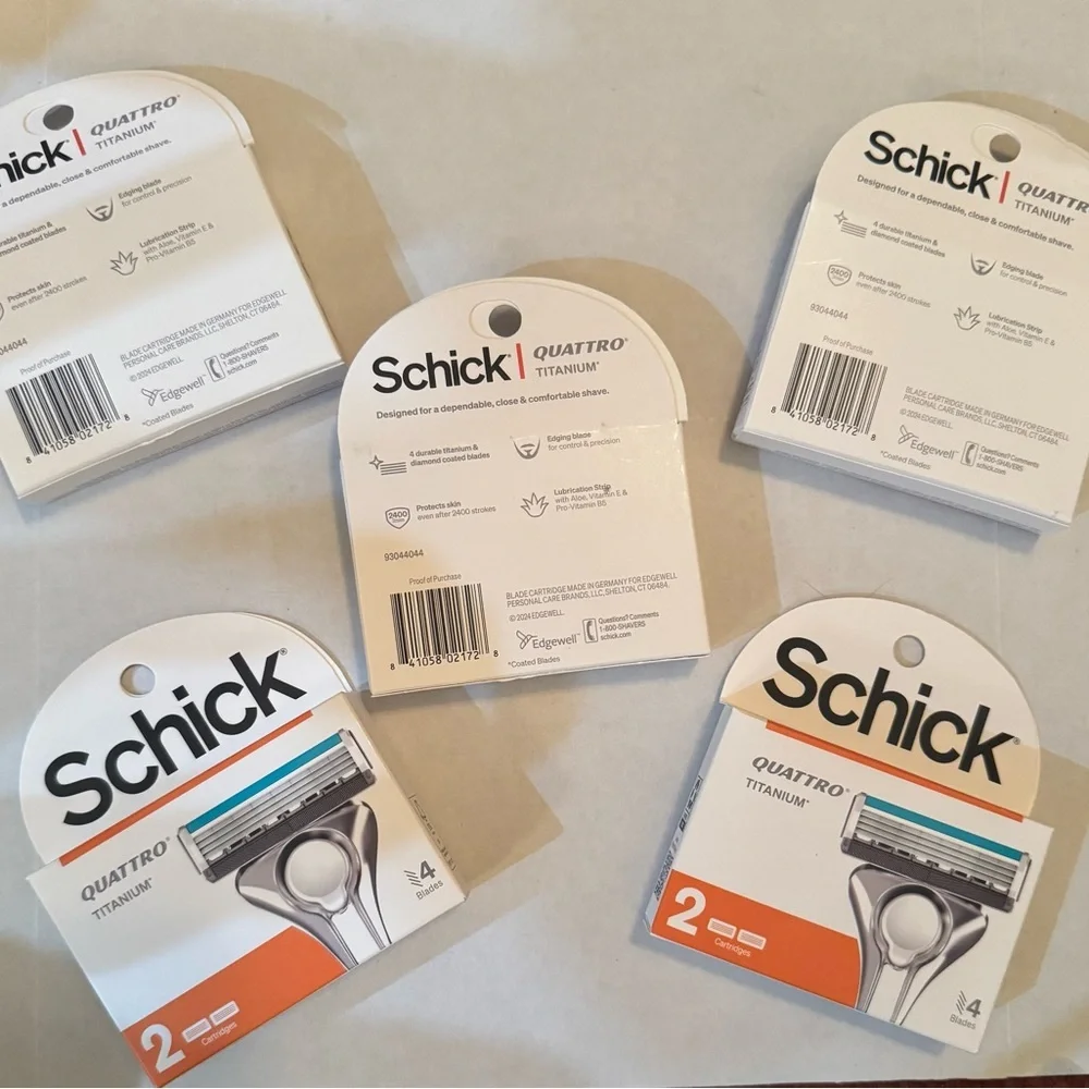 5 Schick Quattro For Men Titanium Refill Razor Blades 2ct